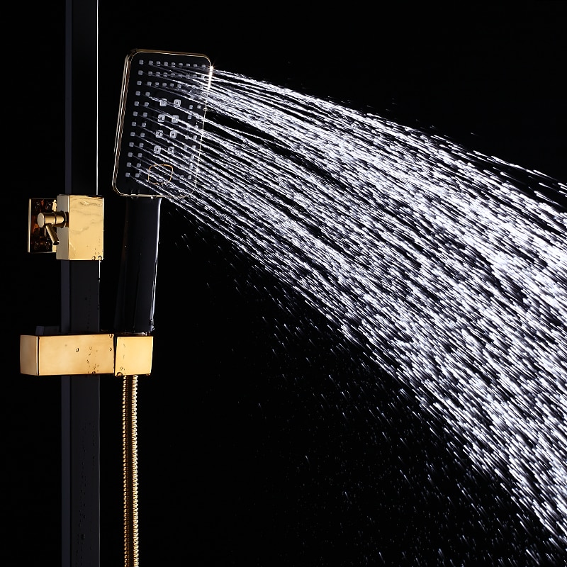 Shower System Faucet Set Wall Mounted 9 inch Rainfall Shower Head Handshower Handheld Sprayer with Holder Electroplated / Painted Finishes Mount Inside Ceramic Valve Bath Shower 2025 - CAD $328.99 –P19