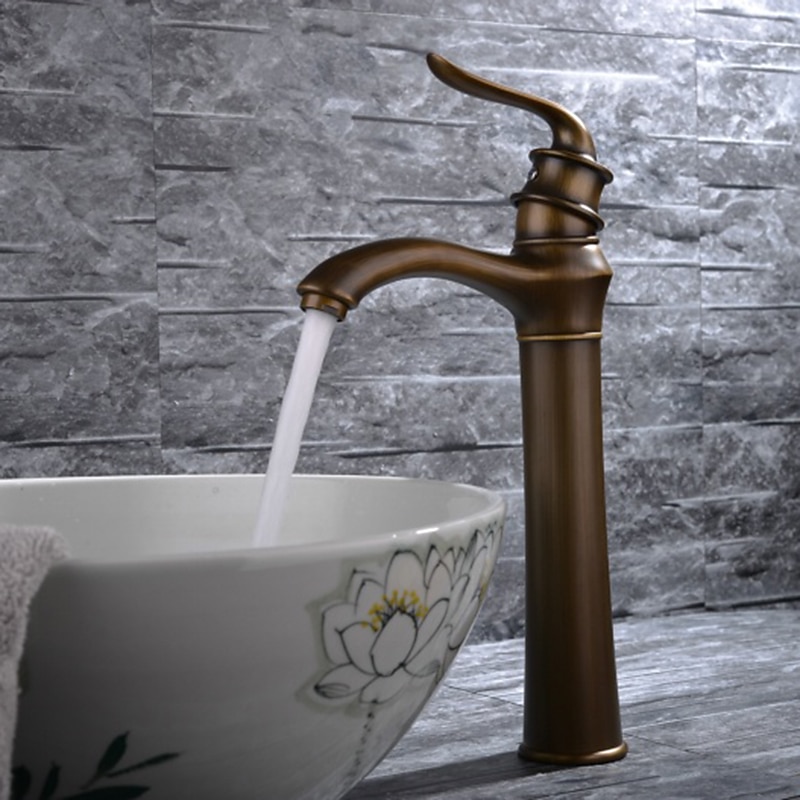 Bathroom Sink Faucet - Classic Antique Brass Free Standing Single Handle One HoleBath Taps 2025 - CAD $159.99 –P1