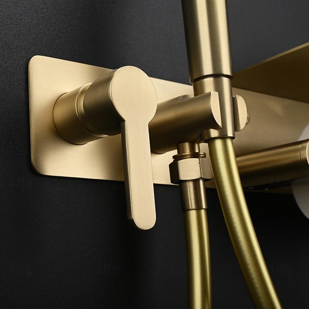 Brushed Grey Bidet Sprayer Concealed Button Brass Valve with Commodity Shelf Paper Holder Plastic Sprayer PVC Hose 2025 - CAD $283.18 –P6