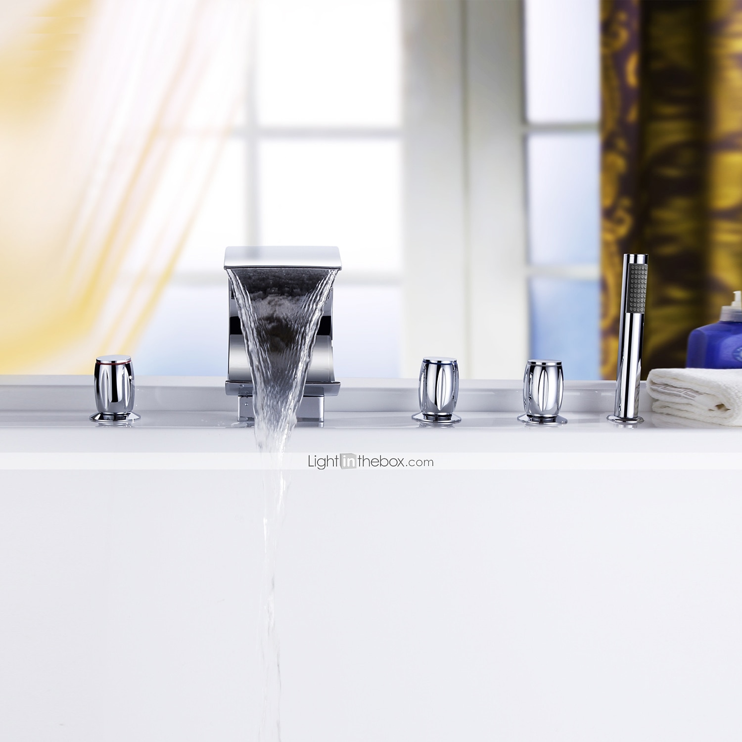 Bathtub FaucetModern Style Brass Contemporary Oil-rubbed Bronze Roman Tub Ceramic Valve Waterfall Bath Shower Mixer Taps with Hot and Cold Switch 2025 - CAD $295.99 –P4