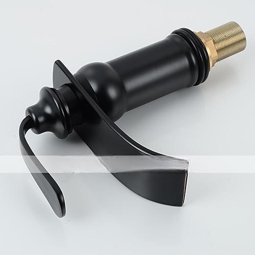 Bathroom Sink Faucet - Waterfall Oil-rubbed Bronze Widespread Single Handle One HoleBath Taps / Art Deco / Retro / Yes / Stainless Steel / Brass 2025 - CAD $119.99 –P4