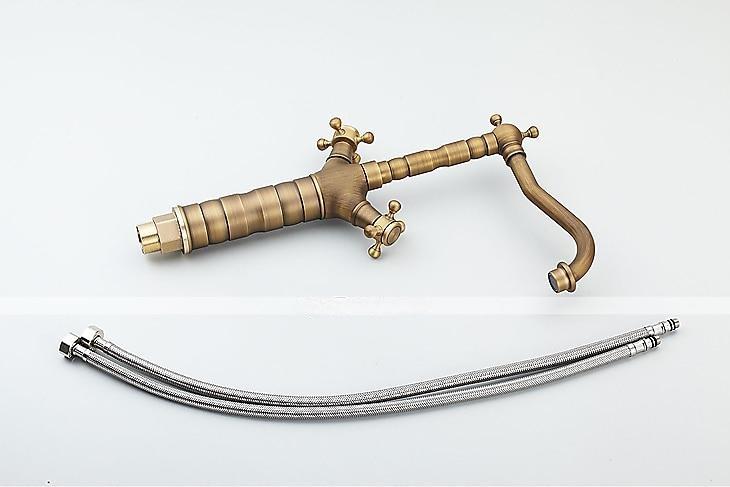 Antique Copper Faucet with Drain,Pre Rinse Rotatable Widespread Centerset Two Handles One Hole Bath Taps with Hot and Cold Switch 2025 - CAD $111.99 –P6