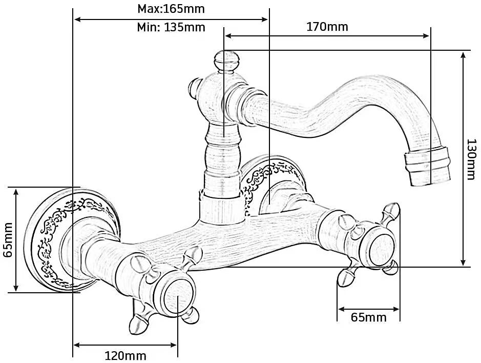 Vintage Brass Bathtub Faucet Wall Mounted Dual Handle Bath Tub Taps Bathroom Mixer Tap with Cold and Hot Hose 2025 - CAD $71.99 –P1