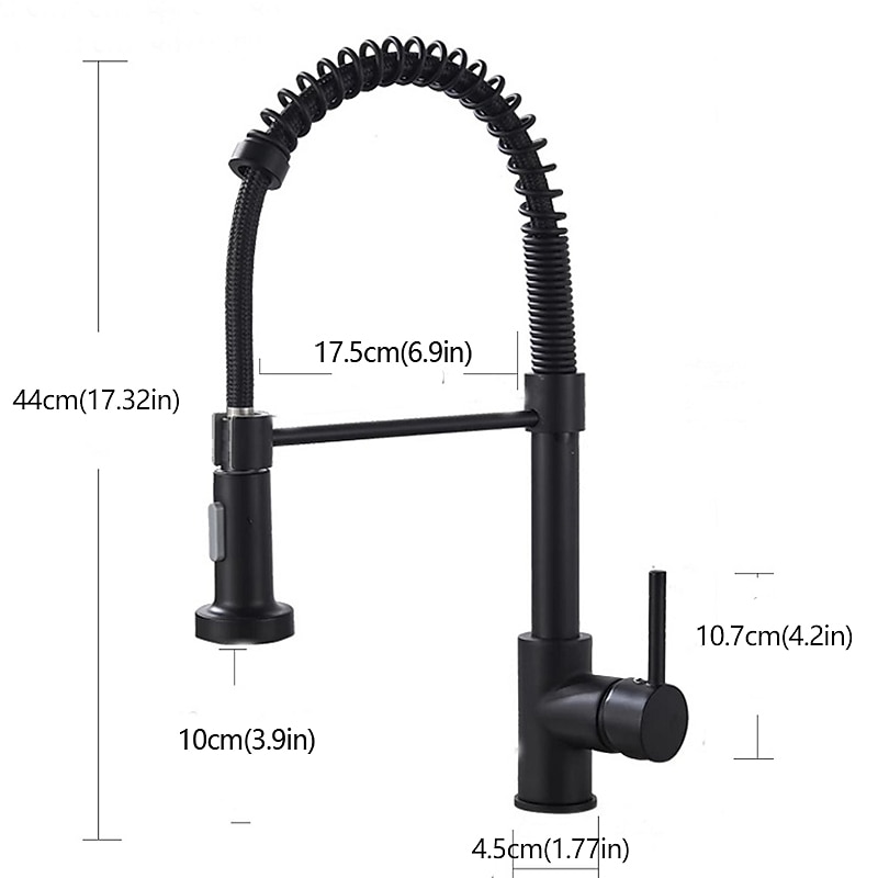 Kitchen Sink Mixer Faucet with Pull Down Sprayer 360 swivel High Arc Single Handle Spring Kitchen Taps Deck Mounted One Hole Brass Kitchen Sink Faucet Centerset Water Taps 2025 - CAD $103.99 –P3