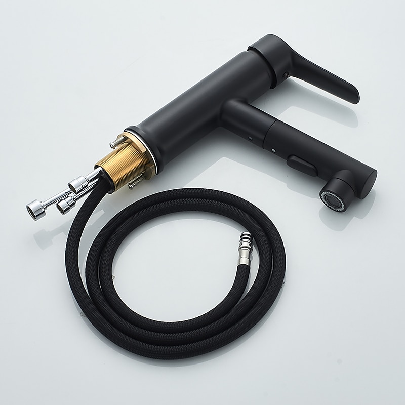 Bathroom Sink Faucet - Pull out / Pullout Spray Electroplated / Painted Finishes Centerset Single Handle Two HolesBath Taps / Brass 2025 - CAD $79.99 –P7