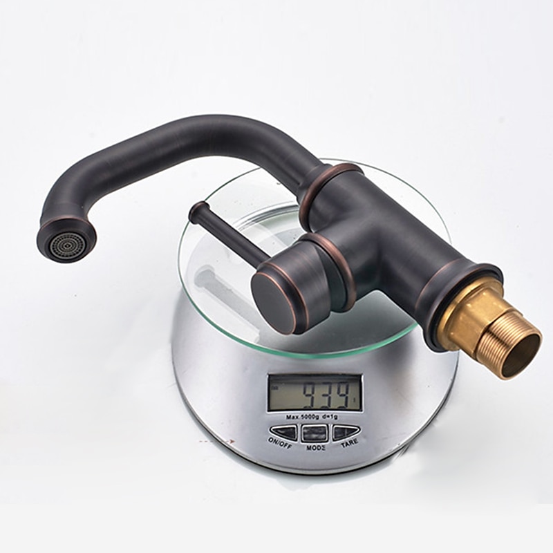 Bathroom Sink Mixer Faucet Vintage Deck Mounted, 360 Swivel Rotatable Single Handle One Hole Monobloc Washroom Basin Taps with Hot and Cold Water Hose Antique Brass ORB 2025 - CAD $111.99 –P12