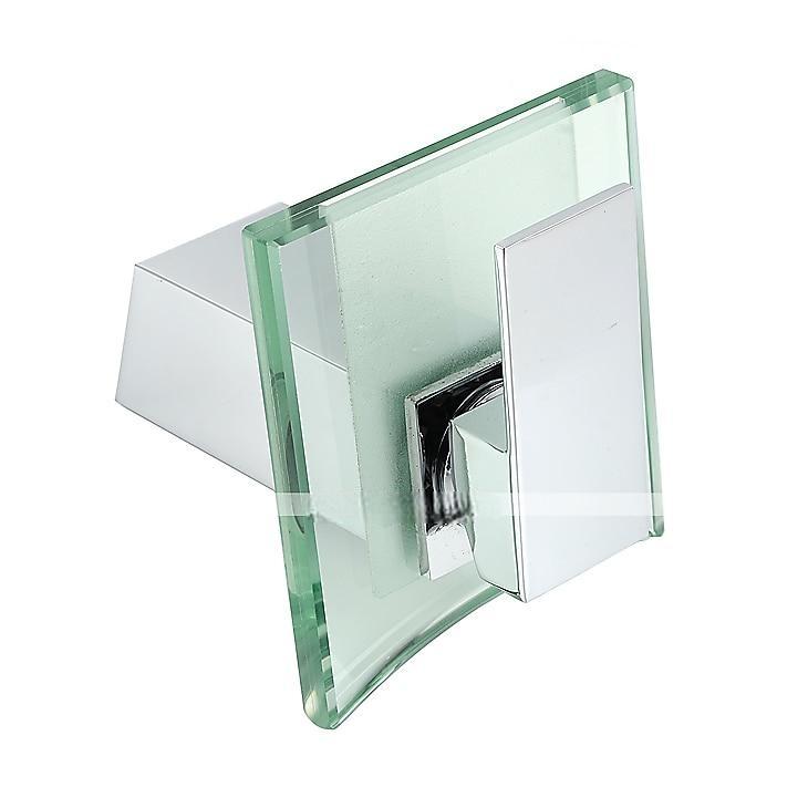 Modern Chrome Glass Waterfall Bathroom Basin Single Handle One Hole Bath Taps with Hot and Cold Water Switch 2025 - CAD $71.99 –P4