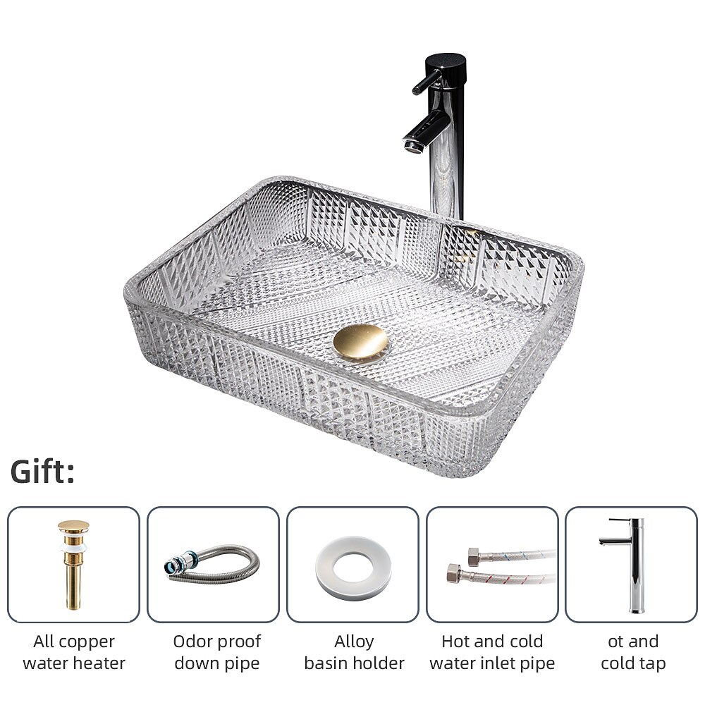 The modern light luxury transparent art rectangular die-cast glass wash basin with faucet sink 2025 - CAD $328.99 –P16