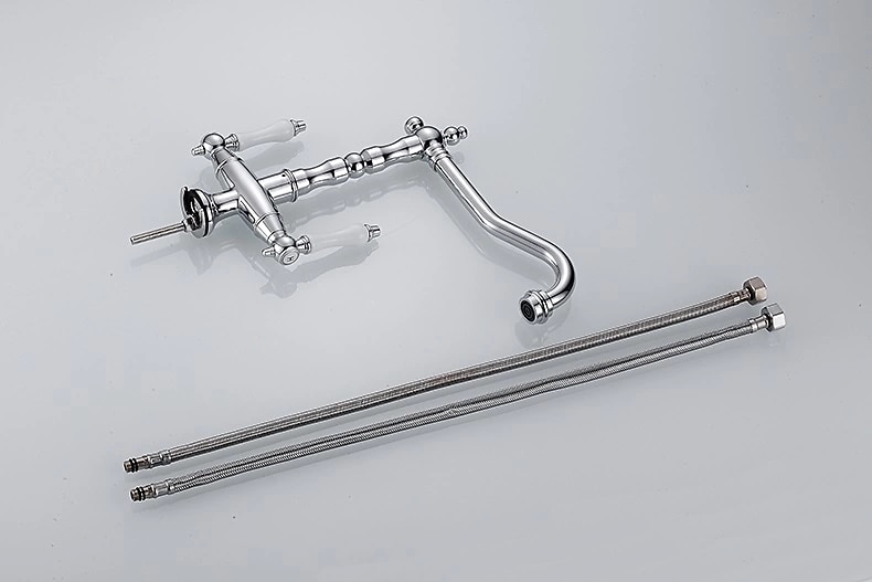 Traditional Kitchen Sink Mixer Faucet Retro Style Vessel Kitchen Taps Dual Handles One Hole Rotatable Chrome/Brass/Nickel Brushed Standard Spout 2025 - CAD $127.99 –P6