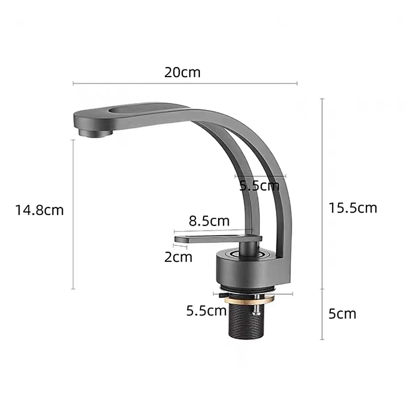 Basin Sink Mixer Taps, Deck Mounted Bathroom Sink Faucet, Brass Sinlge Handle with Hot and Cold Hose, One Hole Vessel Water Tap Chrome Black White Grey 2025 - CAD $143.99 –P2