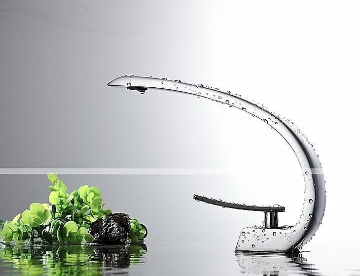 Brass Bathroom Sink Mixer Faucet, Silvery Single Handle One Hole Basin Taps Chrome Finish Bathroom Faucet with Hot and Cold Water 2025 - CAD $111.99 –P2