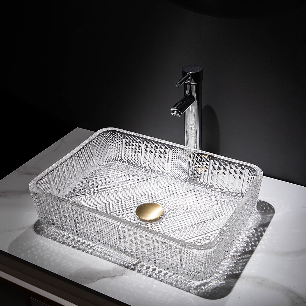 The modern light luxury transparent art rectangular die-cast glass wash basin with faucet sink 2025 - CAD $328.99 –P3
