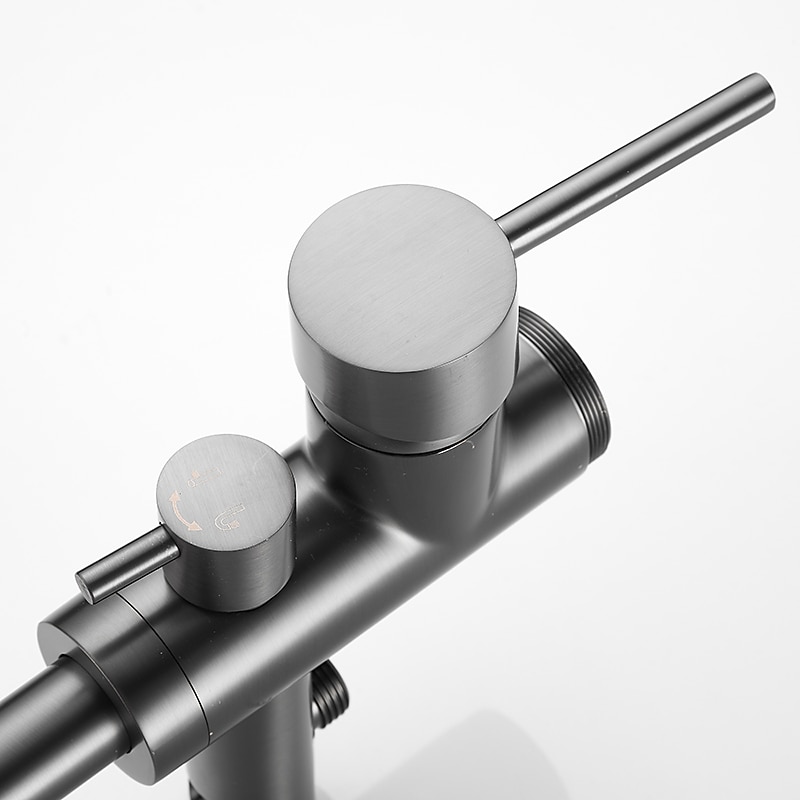 Bathtub Faucet Floor Mount Freestanding Tub Filler Brass High Flow Shower Faucets with Handheld Shower Mixer Taps Swivel Spout(Gun Grey) 2025 - CAD $366.99 –P7