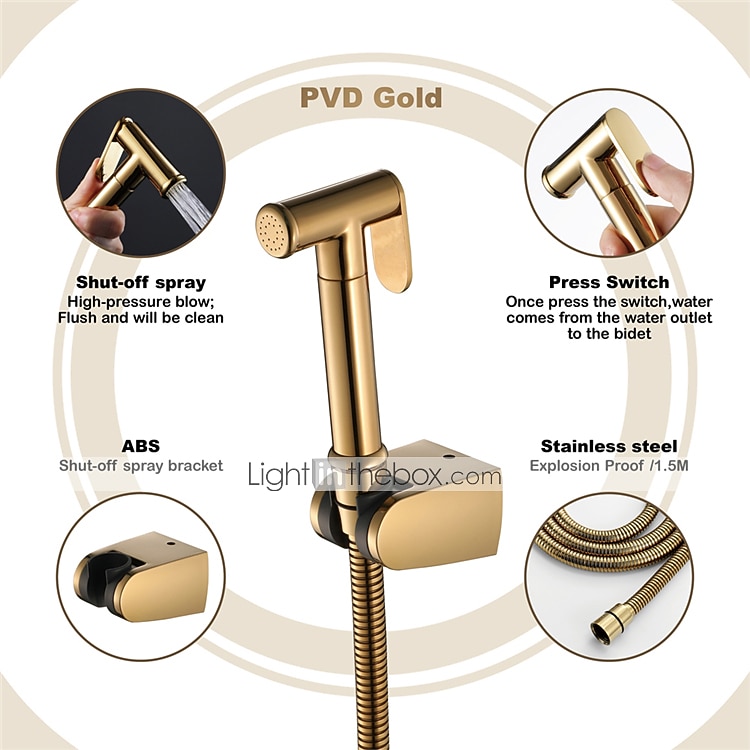 Ti-PVD Gold Handheld Bidet Sprayer with ABS Base and 1.5m Hose 2025 - CAD $43.99 –P7
