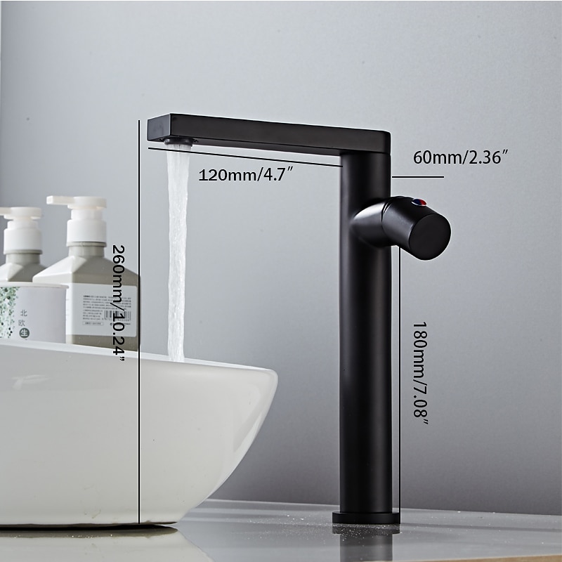Black Basin Sink Mixer Faucet Brass, Tall Bathroom Taps Single Handle One Hole with Hot and Cold Hose Vessel Water Tap Deck Mounted 2025 - CAD $95.99 –P1