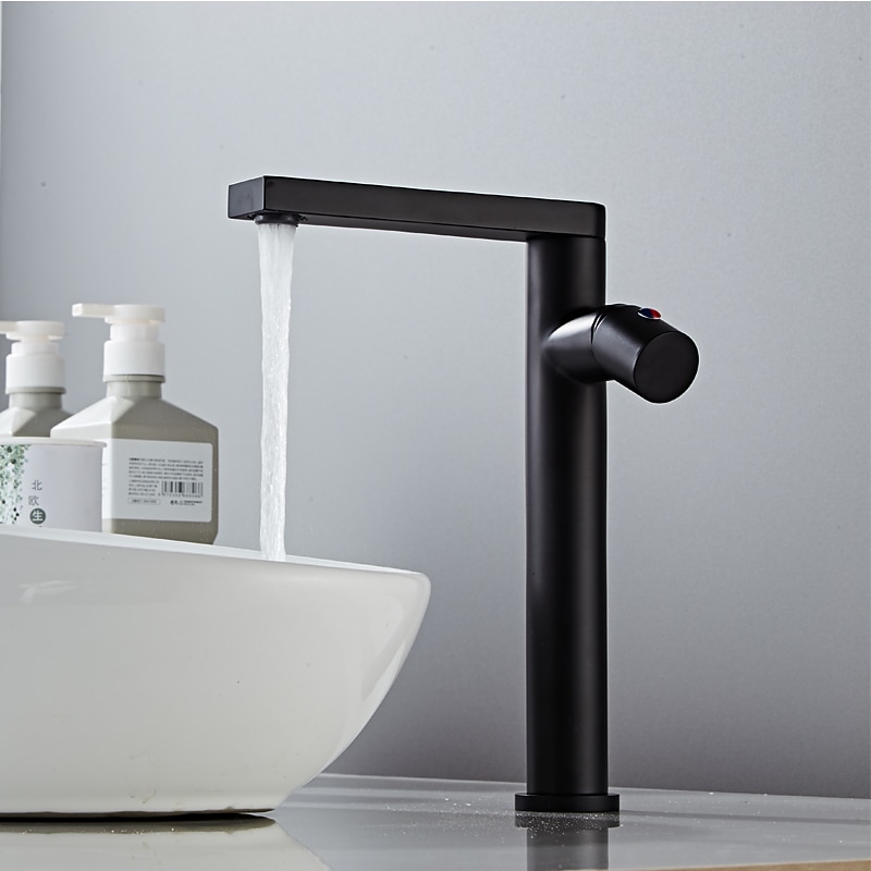 Black Basin Sink Mixer Faucet Brass, Tall Bathroom Taps Single Handle One Hole with Hot and Cold Hose Vessel Water Tap Deck Mounted 2025 - CAD $95.99 –P8