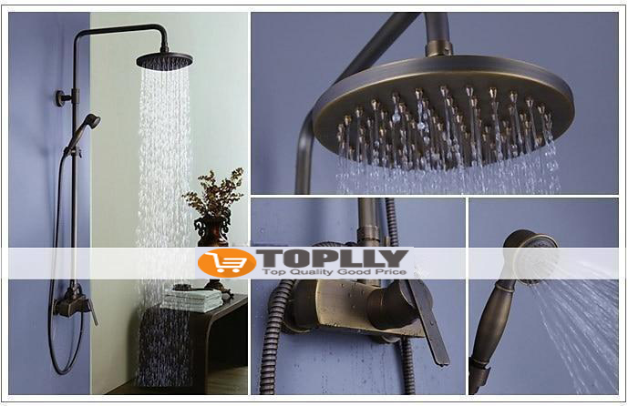 Shower FaucetShower System SetBrass Single Handle Three Holes Rainfall Wall Mounted Shower System Ceramic Valve Bath Shower Mixer Taps with Hot and Cold Water Switch 2025 - CAD $303.99 –P6