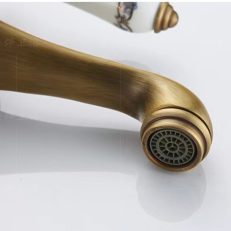Vintage Bathroom Sink Mixer Faucet, Monobloc Washroom Basin Taps Single Handle One Hole Deck Mounted, Mono Retro Style Water Taps Hot and Cold Hose 2025 - CAD $95.99 –P9