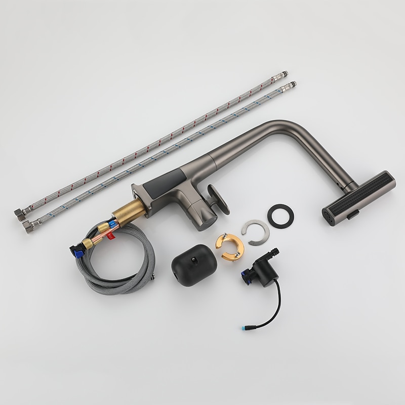 Waterfall Kitchen Faucet 2023 Latest Centerset Faucet for Kitchen Sink 3 in 1 Multi-functional Single Handle One Hole Pull out Cylinder Spout Kitchen Taps Ceramic Valve Insides 2025 - CAD $247.99 –P11