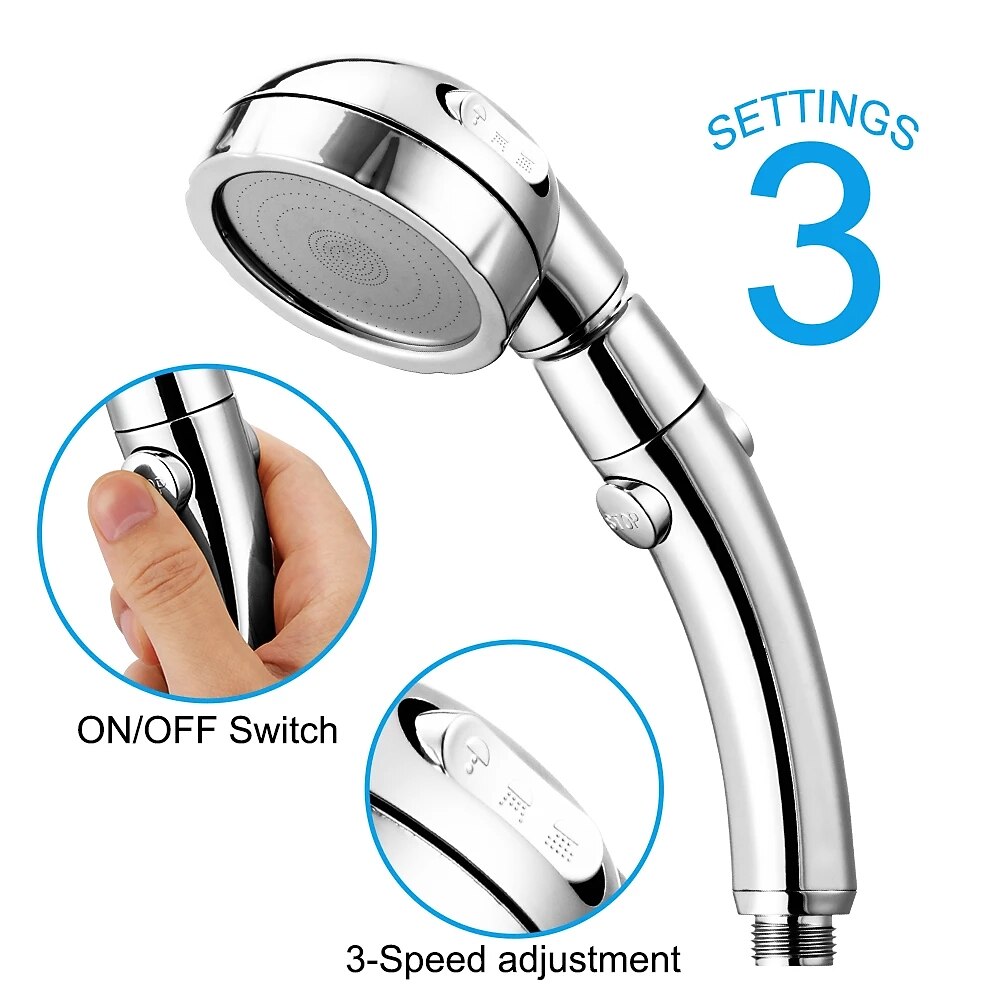 High Quality 1PC High Pressure 3 Modes Shower Head with Stop Button Adjustable Water Saving Showerhead For Home Hotel Bathroom 2025 - CAD $9.99 –P6