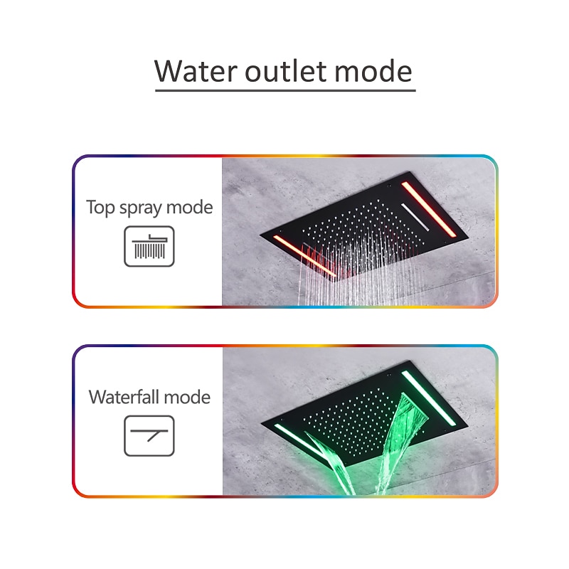 Shower FaucetRainfall Shower System Thermostatic Mixer valve Body Jet Massage Set - Rainfall Shower Multi Spray Shower Waterfall Contemporary Painted Finishes Mount Inside Brass Valve 2025 - CAD $1594.99 –P2