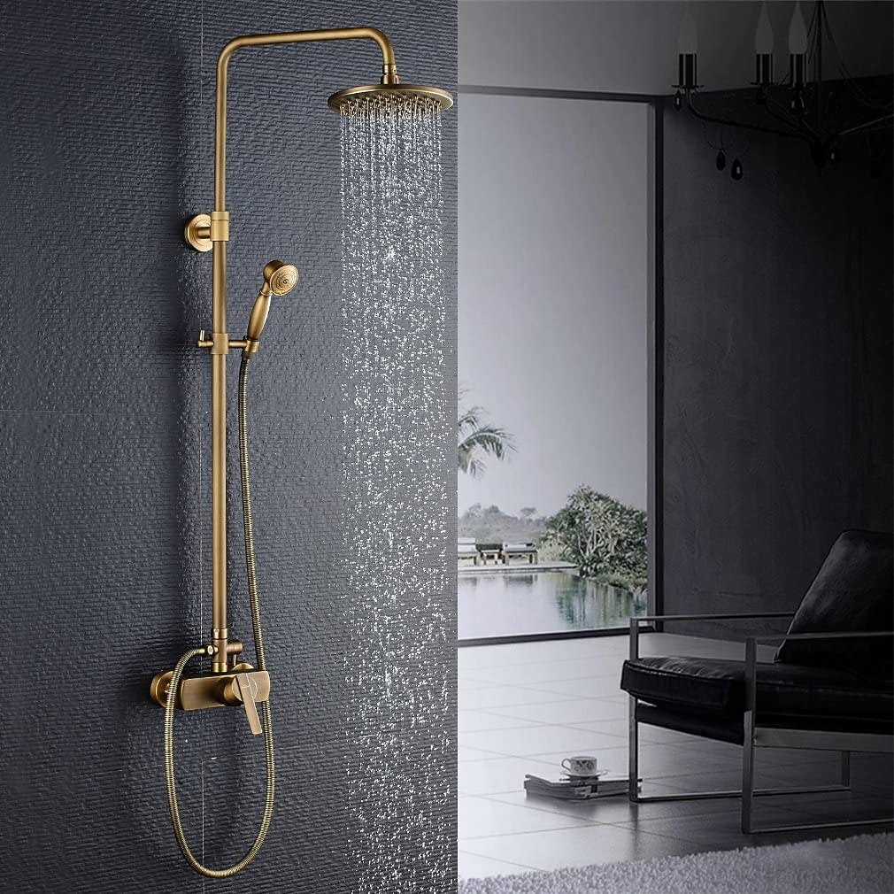 Shower FaucetShower System SetBrass Single Handle Three Holes Rainfall Wall Mounted Shower System Ceramic Valve Bath Shower Mixer Taps with Hot and Cold Water Switch 2025 - CAD $303.99 –P4