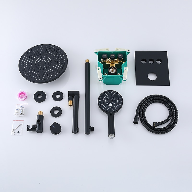 10 Inch Round Shower Faucets Sets3-Function Matte Black / Chrome Complete with Brass Shower Head and Solid Brass Handshower Mount Inside Rainfall Shower Head System 2025 - CAD $558.99 –P12