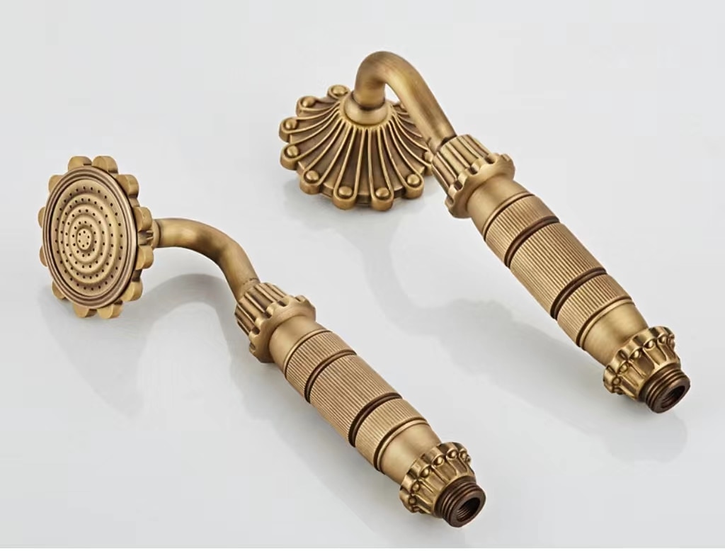Shower Faucet Set Wall Mounted Vintage Brass Shower System Handheld Sprayer with Tub Spout Cold and Hot Hose 2025 - CAD $127.99 –P4