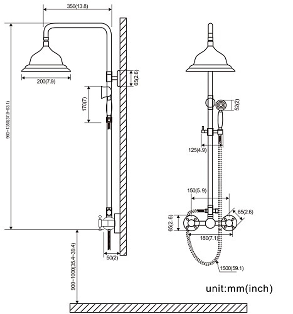 Vintage Shower System Faucet Combo Set Ceramic Mixer Valve 8 inch Brass Rainfall Shower Head Showerhead with Handheld Spray Antique Wall Mounted Tub and Shower Kit Bathroom Bath 2025 - CAD $318.99 –P1