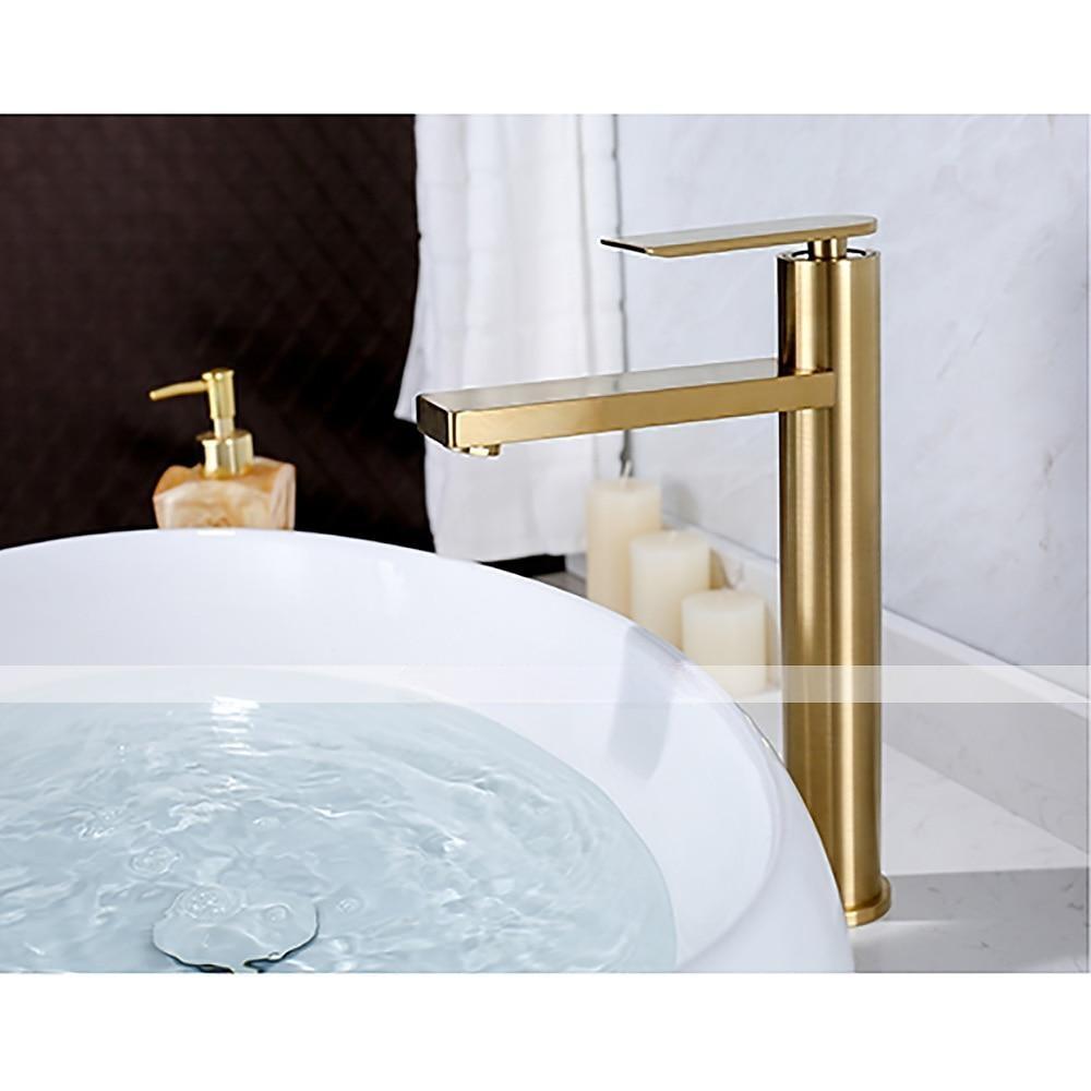 Bathroom Sink Faucet - Single Brushed Gold Centerset Single Handle One HoleBath Taps 2025 - CAD $159.99 –P7