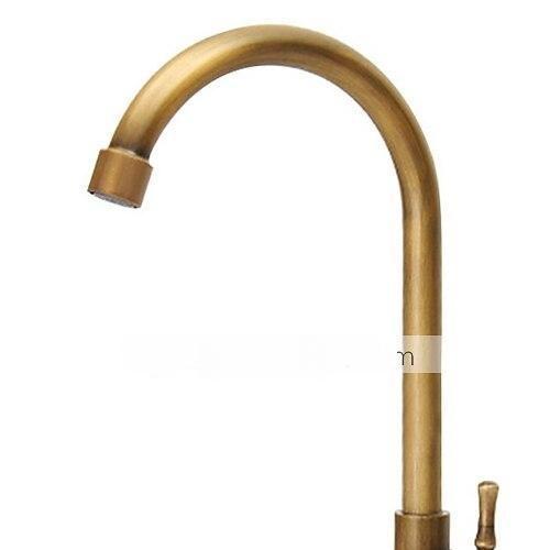 Traditional Kitchen Sink Faucet Cold Water Only Retro Brass Single Handle Kitchen Tap Golden Electroplated Standard Spout 2025 - CAD $71.99 –P3
