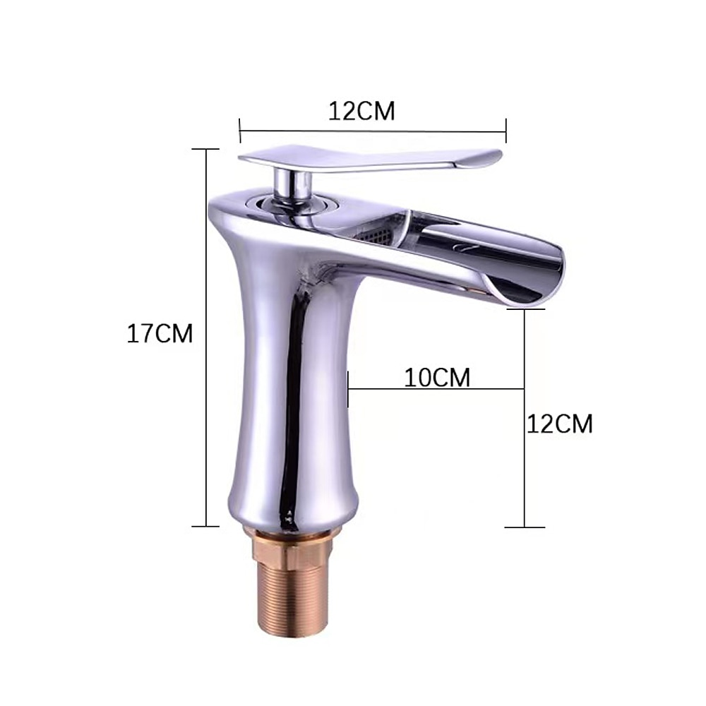 Waterfall Bathroom Sink Mixer Faucet 4.7" Spout, Mono Wash Basin Single Handle Basin Taps Washroom with Hot and Cold Hose, Monobloc Vessel Water Brass Tap Deck Mounted 2025 - CAD $87.99 –P1
