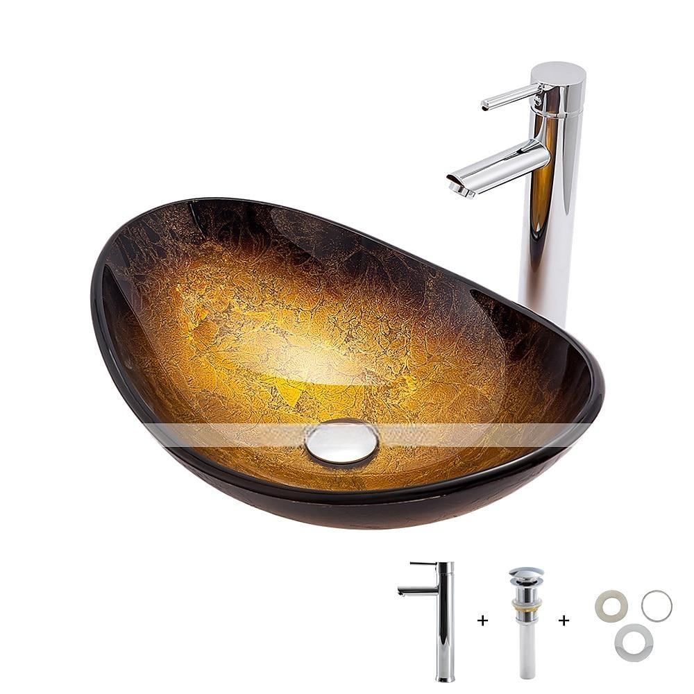 Bathroom Sink / Bathroom Faucet / Bathroom Mounting Ring Contemporary - Tempered Glass Rectangular Vessel Sink 2025 - CAD $287.99 –P2