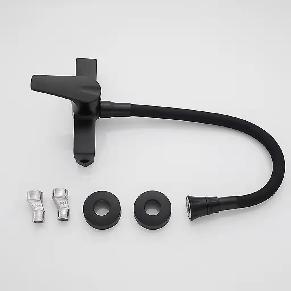 Kitchen FaucetBrass Wall Mounted Single Handle Two Holes Bendable Rotatable Kitchen Taps 2025 - CAD $127.99 –P1