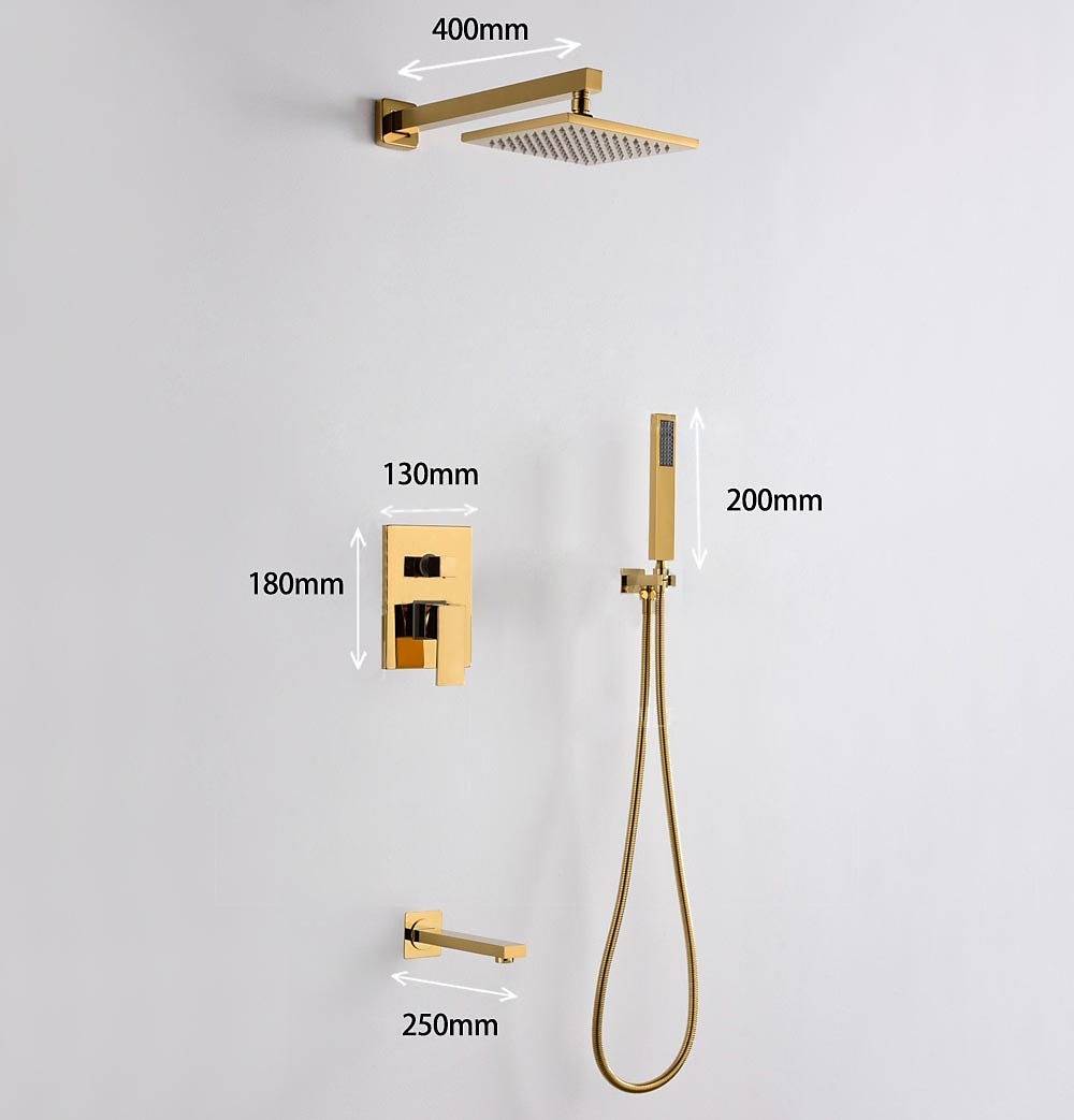 Shower Faucet8 Inch Gold Shower Faucets Sets Complete with Stainless Steel Shower Head Solid Brass Handshower and Rotary Nozzle Wall Mounted Installation Rainfall Shower Head System 2025 - CAD $398.99 –P1