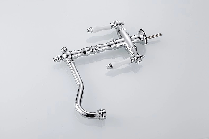 Traditional Kitchen Sink Mixer Faucet Retro Style Vessel Kitchen Taps Dual Handles One Hole Rotatable Chrome/Brass/Nickel Brushed Standard Spout 2025 - CAD $127.99 –P2