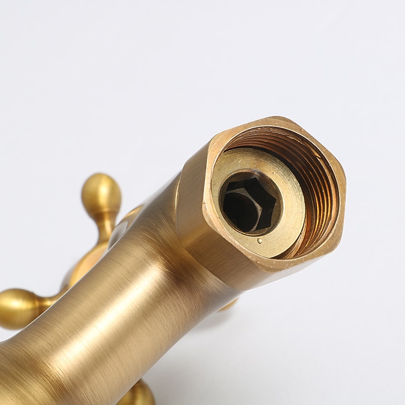 Traditional Kitchen Sink Mixer Taps Wall Mounted Brass Vintage Retro Kitchen Faucet Twin Lever Standard Spout Vessel Tap 2025 - CAD $87.99 –P13