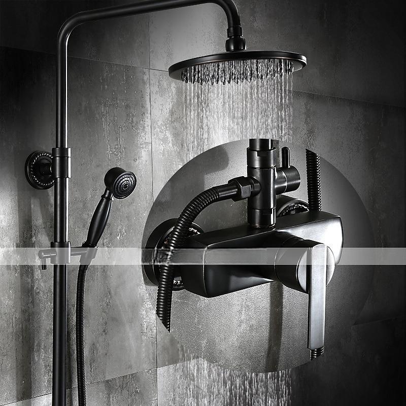 Shower FaucetShower System Set Antique Oil-rubbed Bronze Ceramic Valve Bath Shower Mixer Taps/Brass/Single Handle Three Holes 2025 - CAD $318.99 –P1