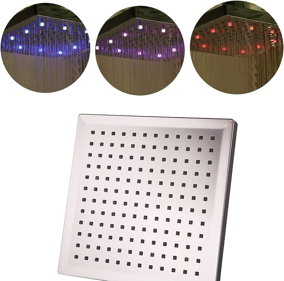 LED Tricolor Luminous Color Top Spray Shower Head With  Temperature /9 Inch Water Booster Top Spray (ABS Plating) 2025 - CAD $52.99 –P2