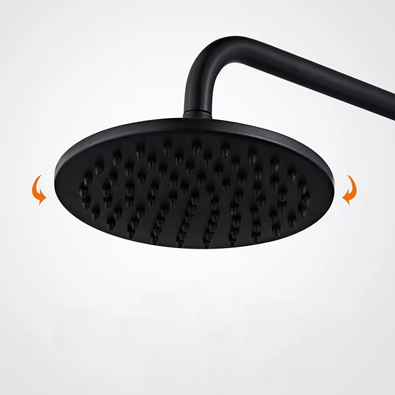 Shower Faucet Set Wall Mounted Vintage Brass Rainfall Overhead Combo Set Bathroom Mixer Ceramic Shower Hendheld Sprayer High Pressure Black Antique 2025 - CAD $255.99 –P7