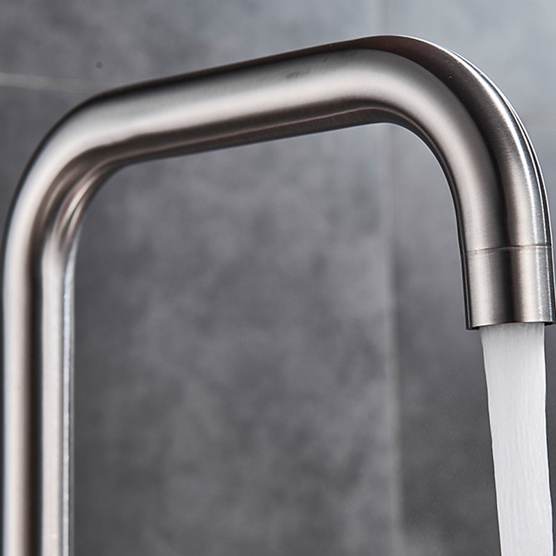 Stainless Steel Kitchen Sink Mixer Faucet 360 Swivel Single Handle Kitchen Taps Deck Mounted with Hot and Cold Water Hose Vessel Taps 2025 - CAD $52.99 –P6