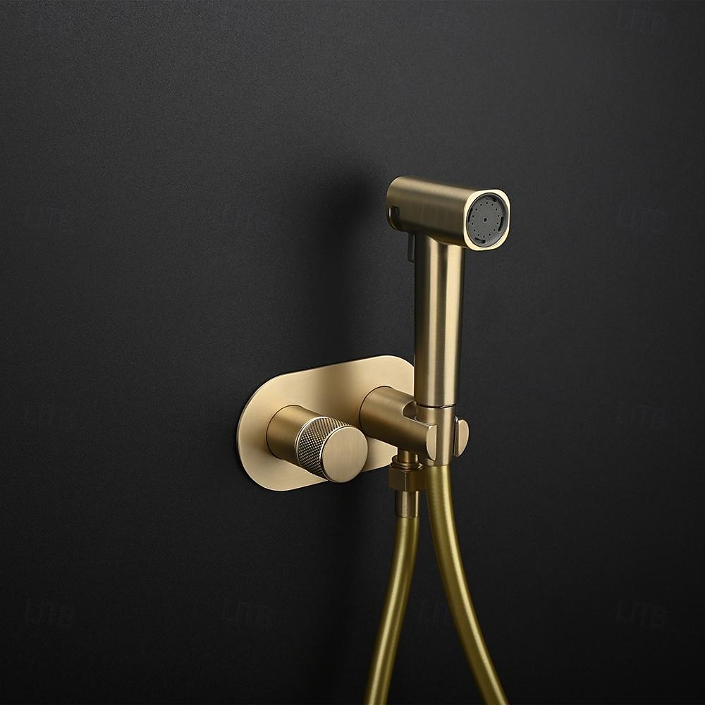 Concealed Bidet Sprayer 2Functions Water Flow Brass Valve Button Adjustable Cold/ Hot Mixer PVC HoseBrushed Gold Grey White 2025 - CAD $191.99 –P1