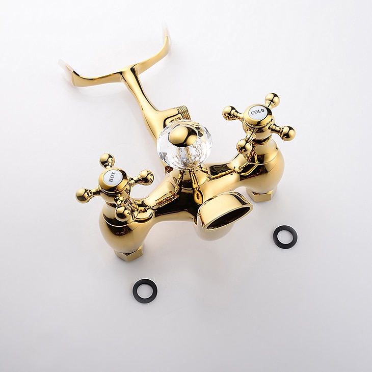 Bathtub Faucet - Modern Contemporary Electroplated Roman Tub Ceramic Valve Bath Shower Mixer Taps 2025 - CAD $303.99 –P14