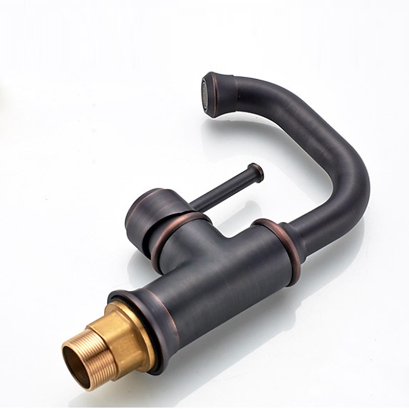 Bathroom Sink Mixer Faucet Vintage Deck Mounted, 360 Swivel Rotatable Single Handle One Hole Monobloc Washroom Basin Taps with Hot and Cold Water Hose Antique Brass ORB 2025 - CAD $111.99 –P13