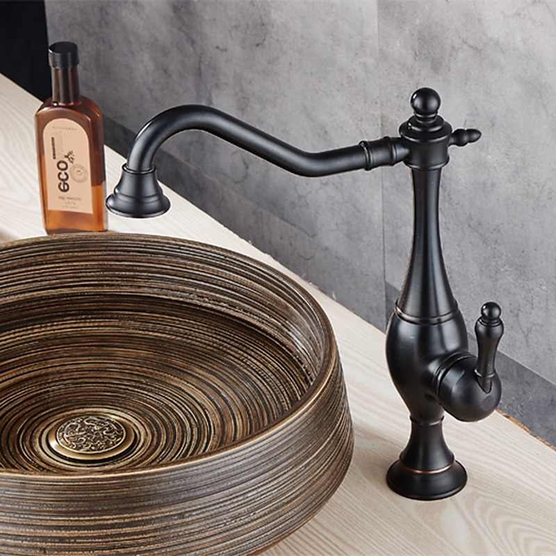 Kitchen FaucetHigh Arc Single Handle One Hole Rotatable Standard Spout Retro Kitchen Taps(Antique Brass/ORB) 2025 - CAD $151.99 –P11