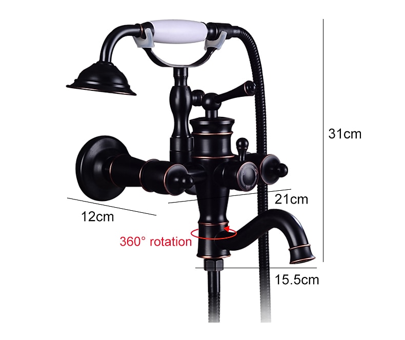 Shower Faucet Set Rainfall Shower Vintage Style Electroplated Mount Outside Ceramic Valve Bath Shower Mixer Taps / Brass / Two Handles Two Holes 2025 - CAD $239.99 –P1