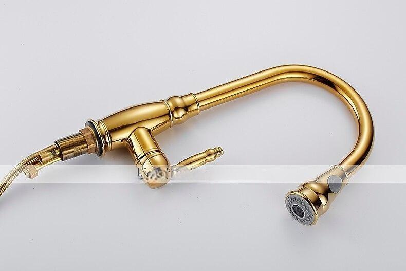Kitchen Faucet Contemporary Retro Style Ti-PVD Pull-out/Pull-down Vessel/Brass/Single Handle One Hole 2025 - CAD $191.99 –P14