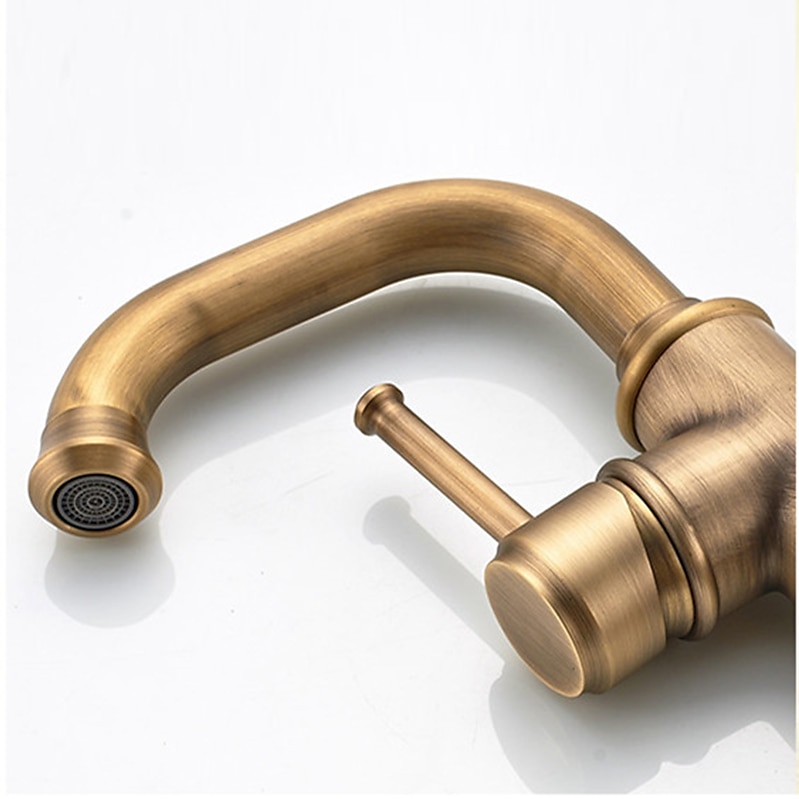 Bathroom Sink Mixer Faucet Vintage Deck Mounted, 360 Swivel Rotatable Single Handle One Hole Monobloc Washroom Basin Taps with Hot and Cold Water Hose Antique Brass ORB 2025 - CAD $111.99 –P7