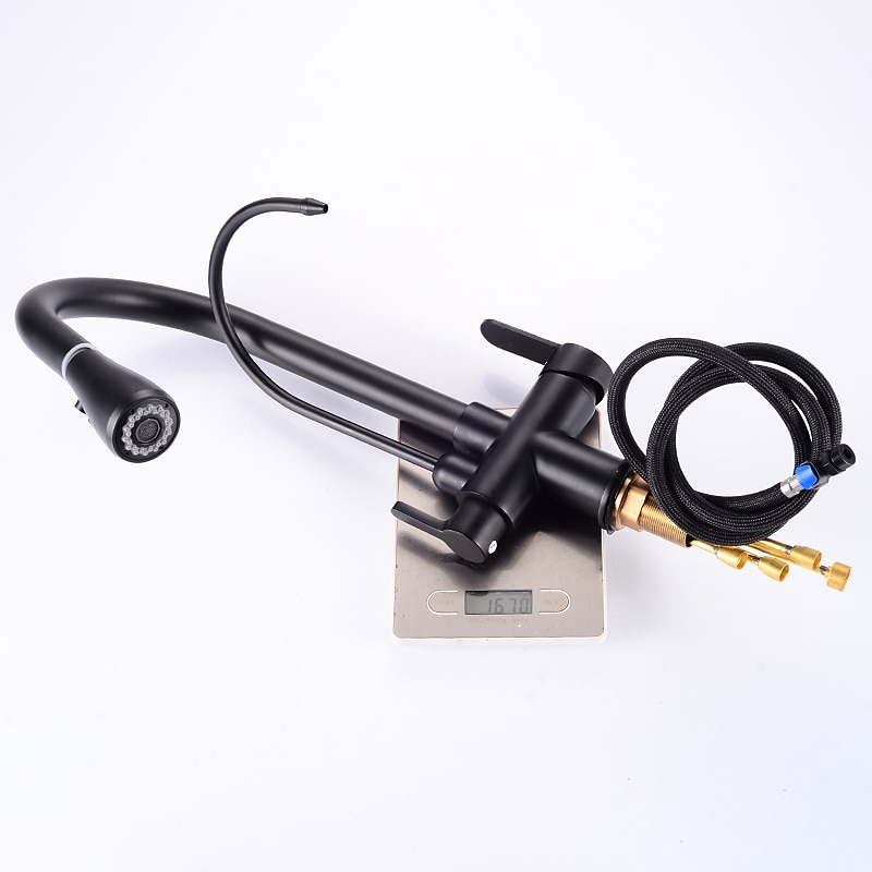 Kitchen faucet - Two Handles One Hole Electroplated / Painted Finishes Pull-out / Pull-down / Tall / High Arc / Purified water Centerset Modern Contemporary Kitchen Taps 2025 - CAD $159.99 –P2