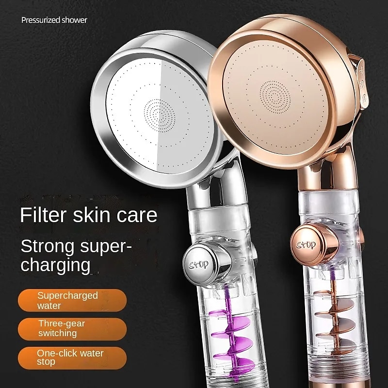 Beauty Skin Three-speed Turbo Rod Supercharged Shower Shower Head Whirlpool Bath Bath Hose Set Water Heater Shower Head Shower 2025 - CAD $6.99 –P8